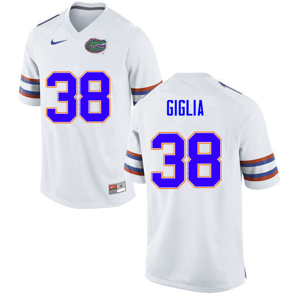 Men #38 Anthony Giglia Florida Gators College Football Jerseys Sale-White - Click Image to Close